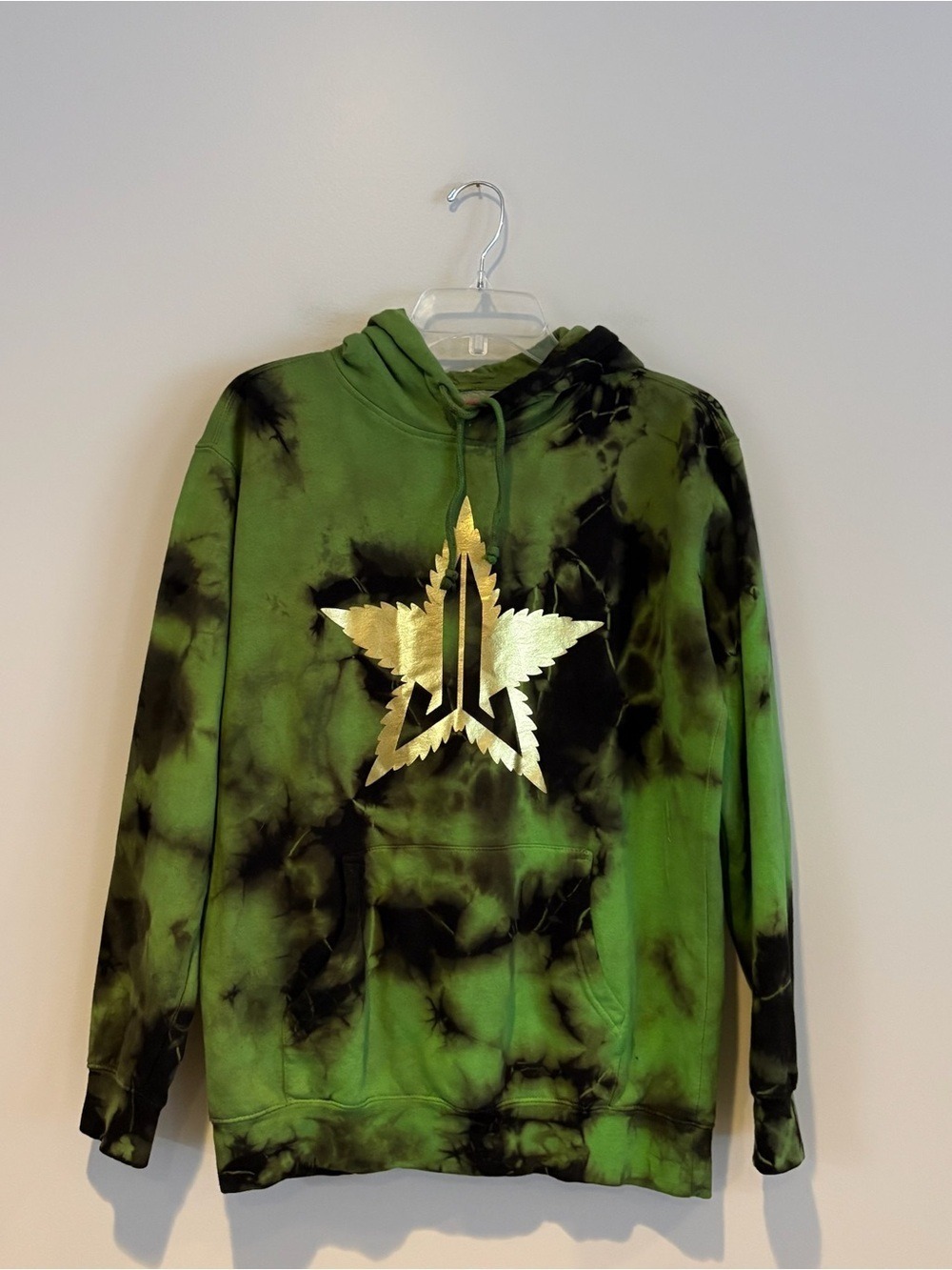 Jeffree Star Green and Black Tie-Dye Hoodie with Gold Metallic Star Size M
